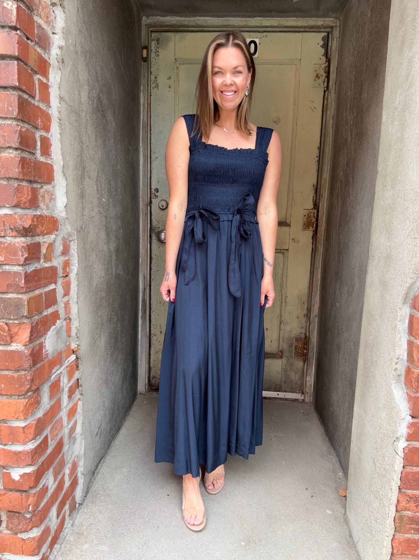 Bow & Bloom Dress - Navy