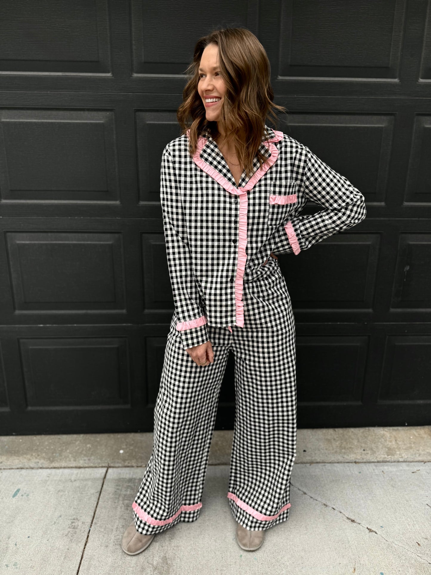 Gingham Ruffle Pajama Set
