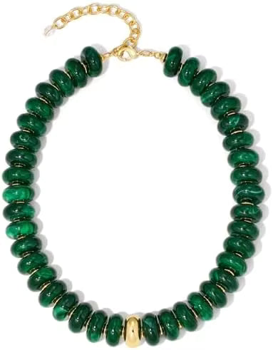 Fern Disc Resin Bead Necklace *Mult Colors*