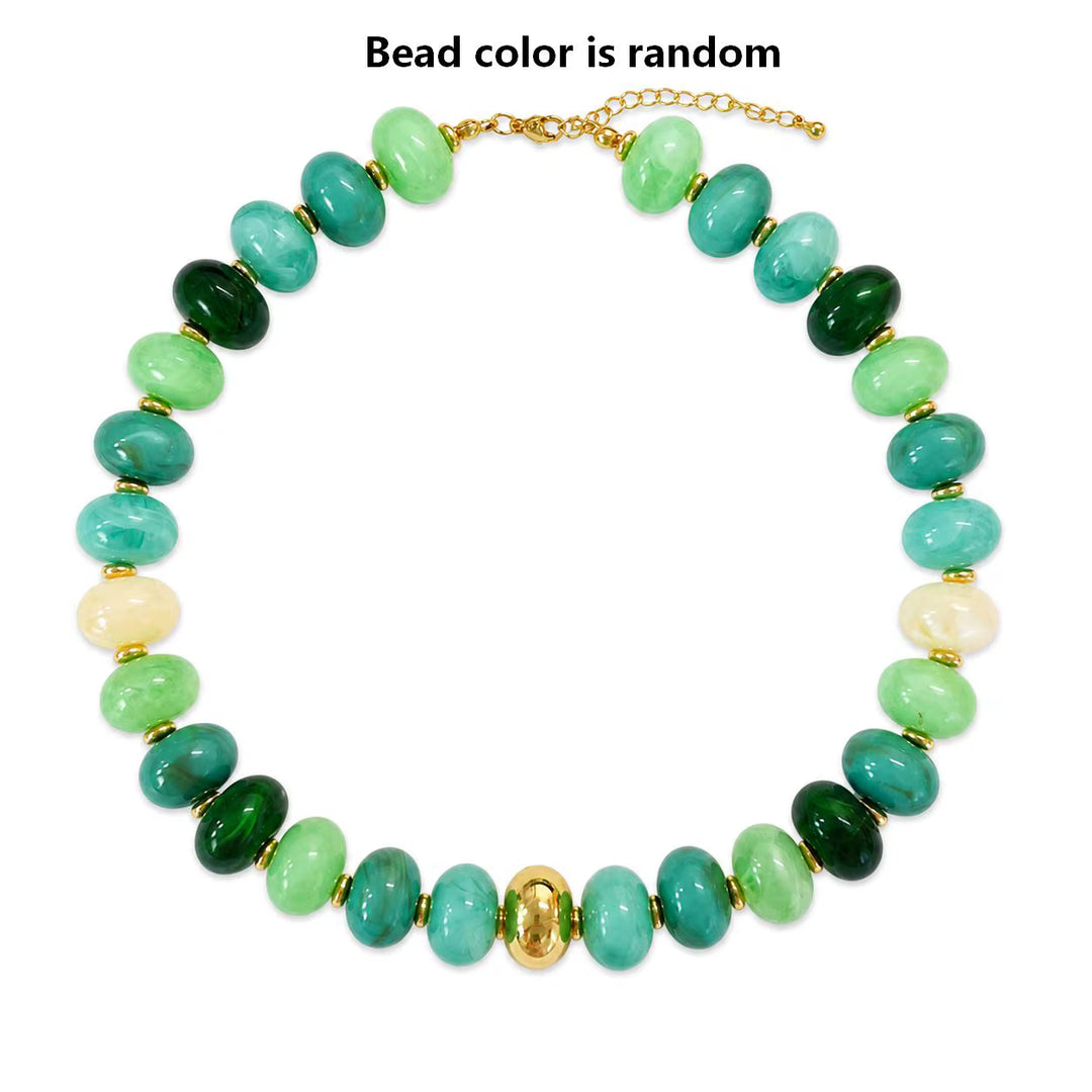 Fern Disc Resin Bead Necklace *Mult Colors*