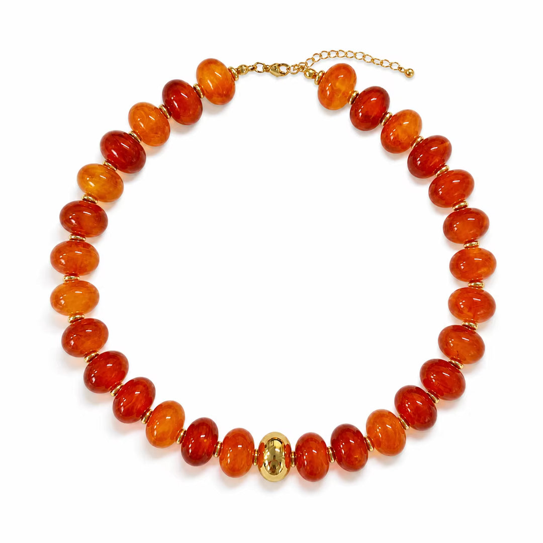 Fern Disc Resin Bead Necklace *Mult Colors*