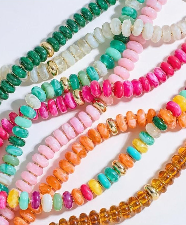 Fern Disc Resin Bead Necklace *Mult Colors*