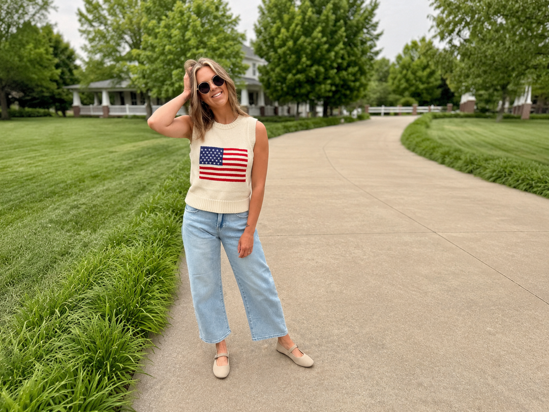 Let Freedom Ring Embroidered Top
