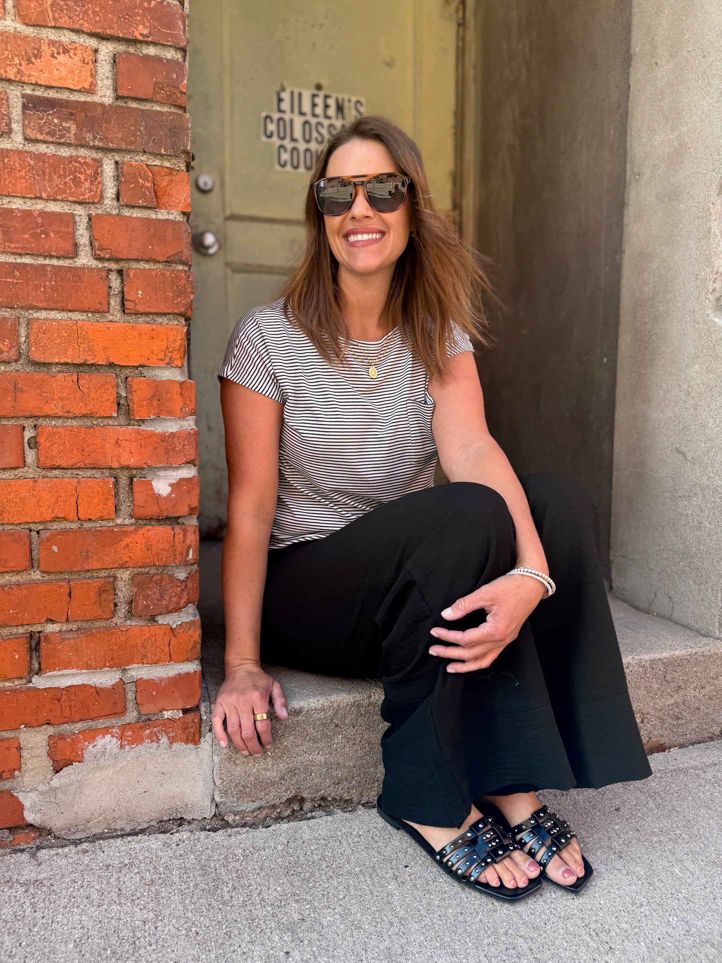 Woven Airflow Drawstring Pants - Black