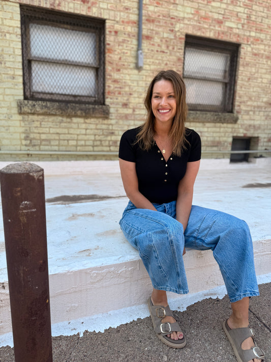 Elite Ribbed Polo Knit Top