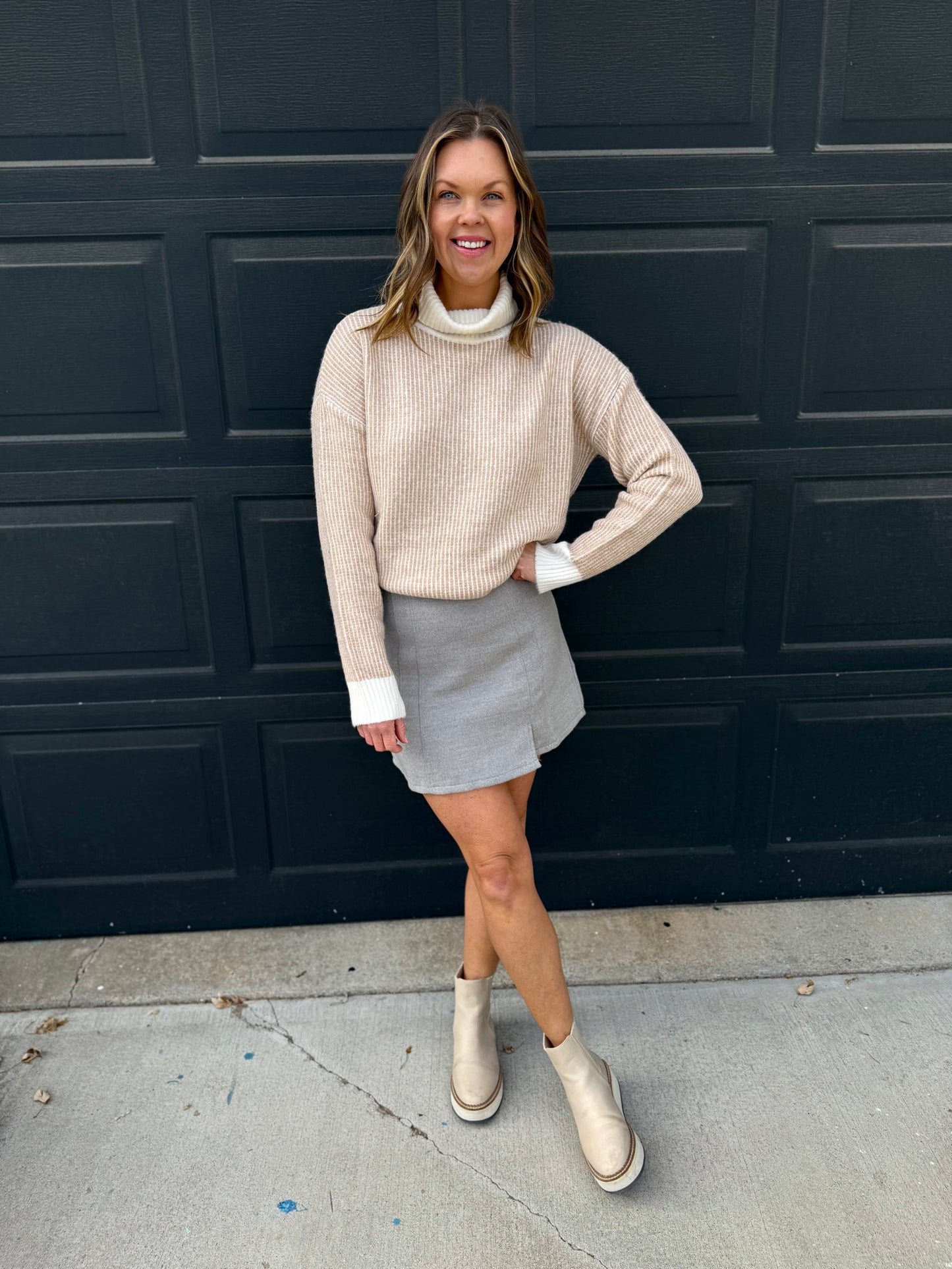 Brushed Twill Mini Skirt – Grey