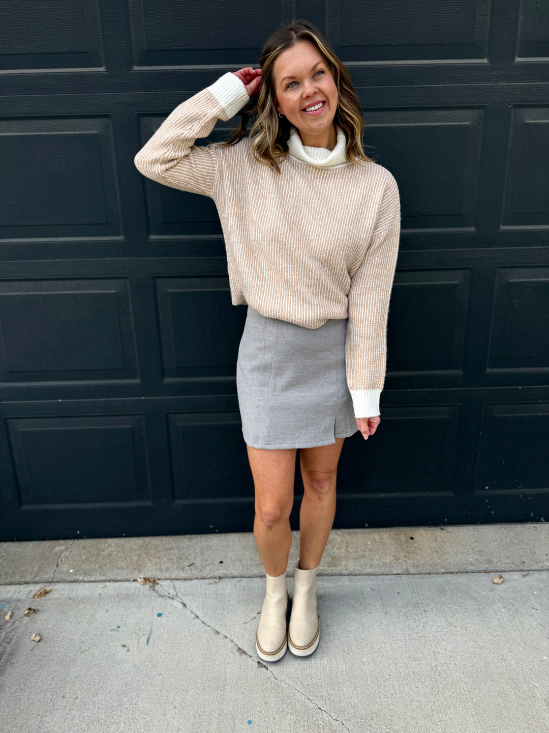 Brushed Twill Mini Skirt – Grey