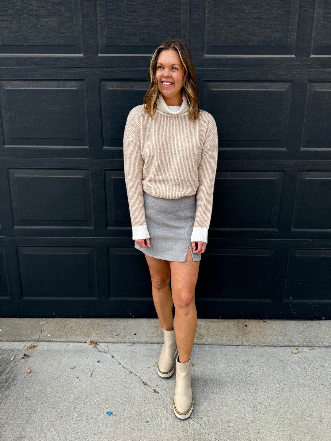 Brushed Twill Mini Skirt – Grey