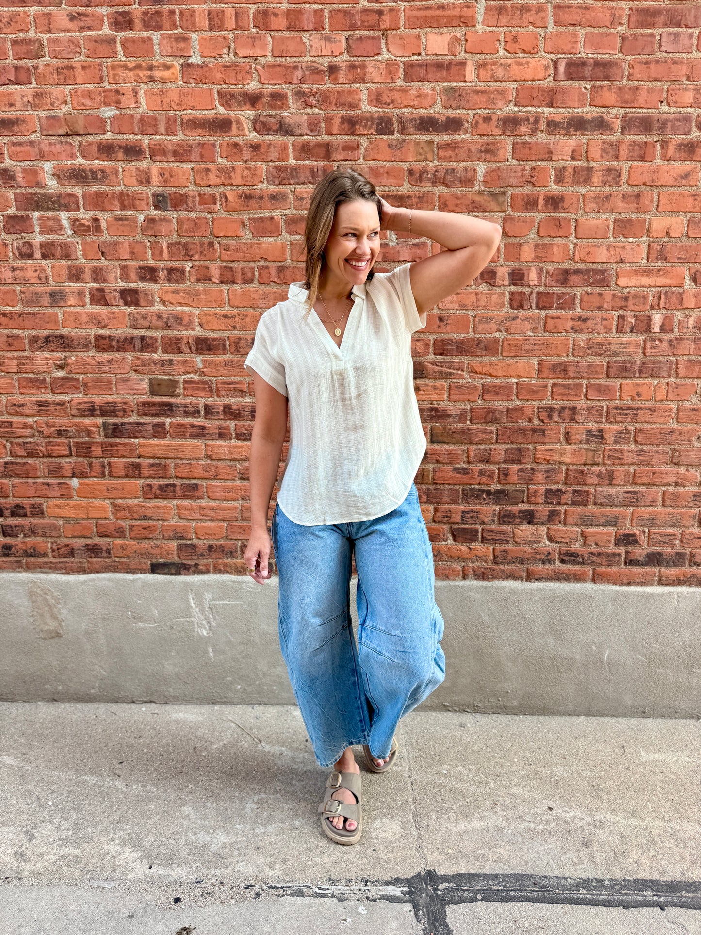 Breezy Shoreline Striped Woven Top