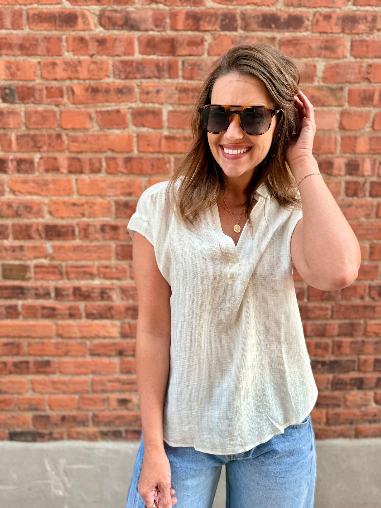 Breezy Shoreline Striped Woven Top