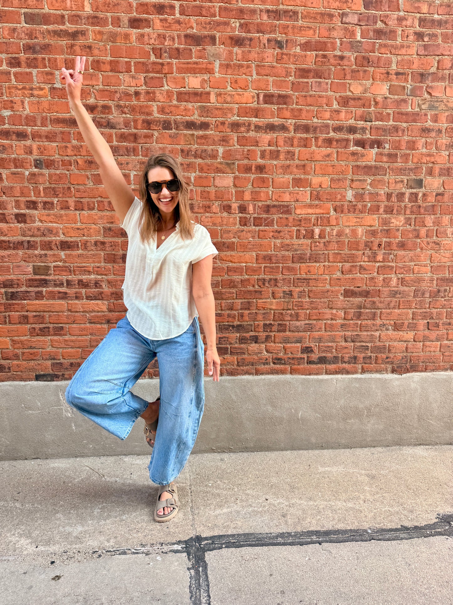Breezy Shoreline Striped Woven Top