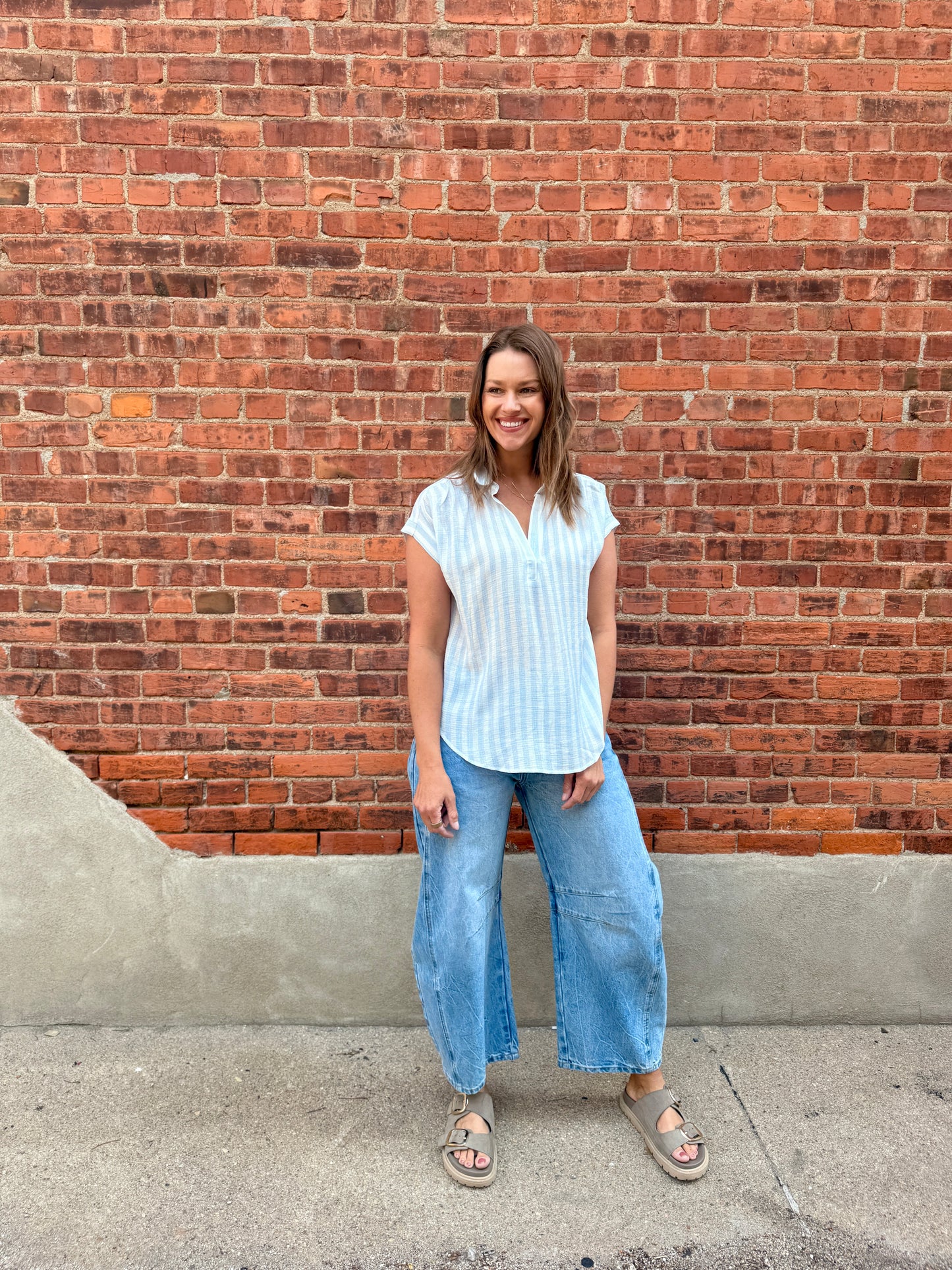 Breezy Shoreline Striped Woven Top