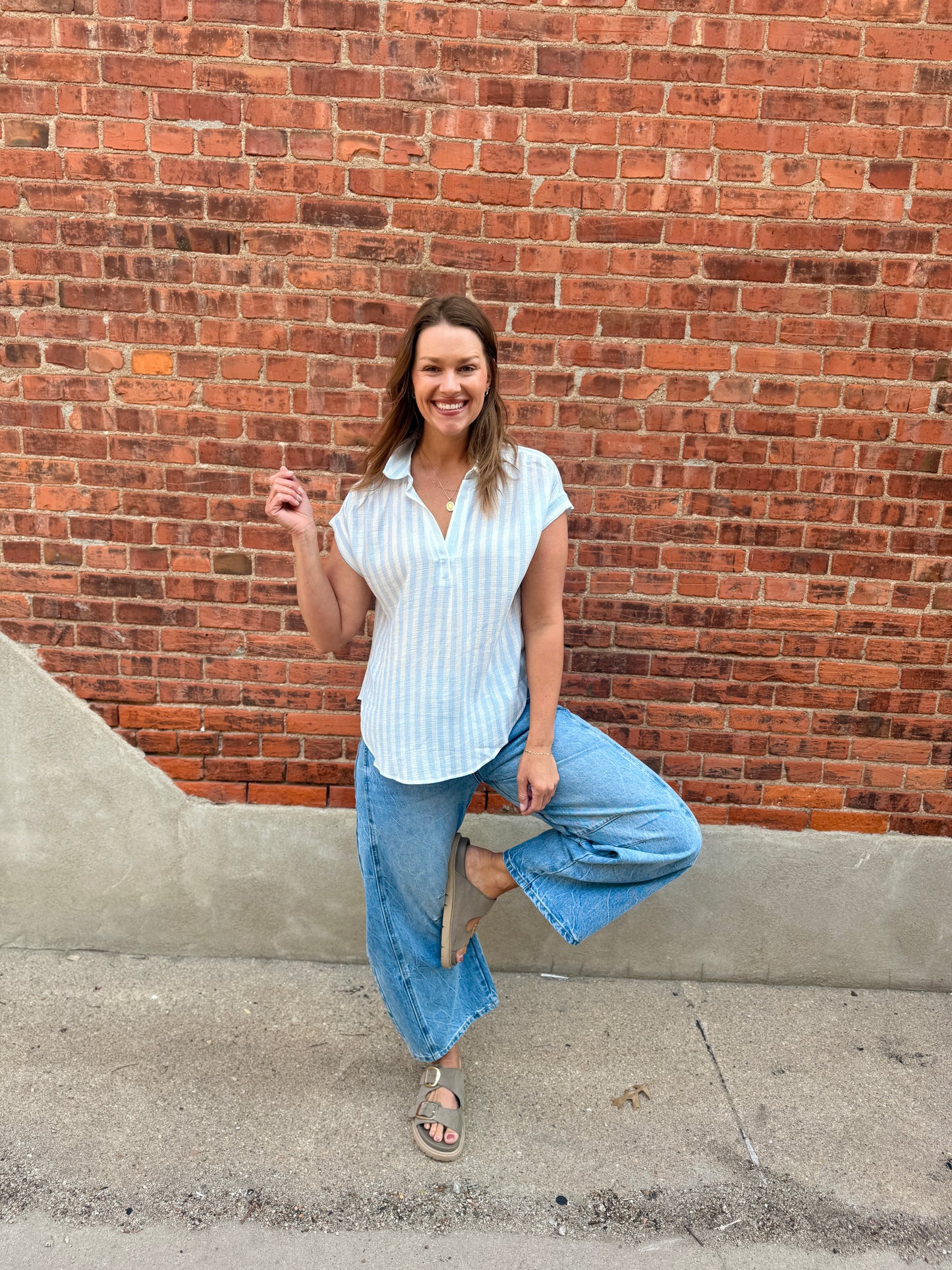 Breezy Shoreline Striped Woven Top