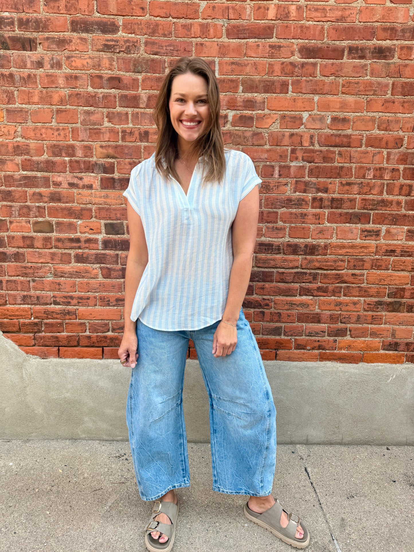 Breezy Shoreline Striped Woven Top