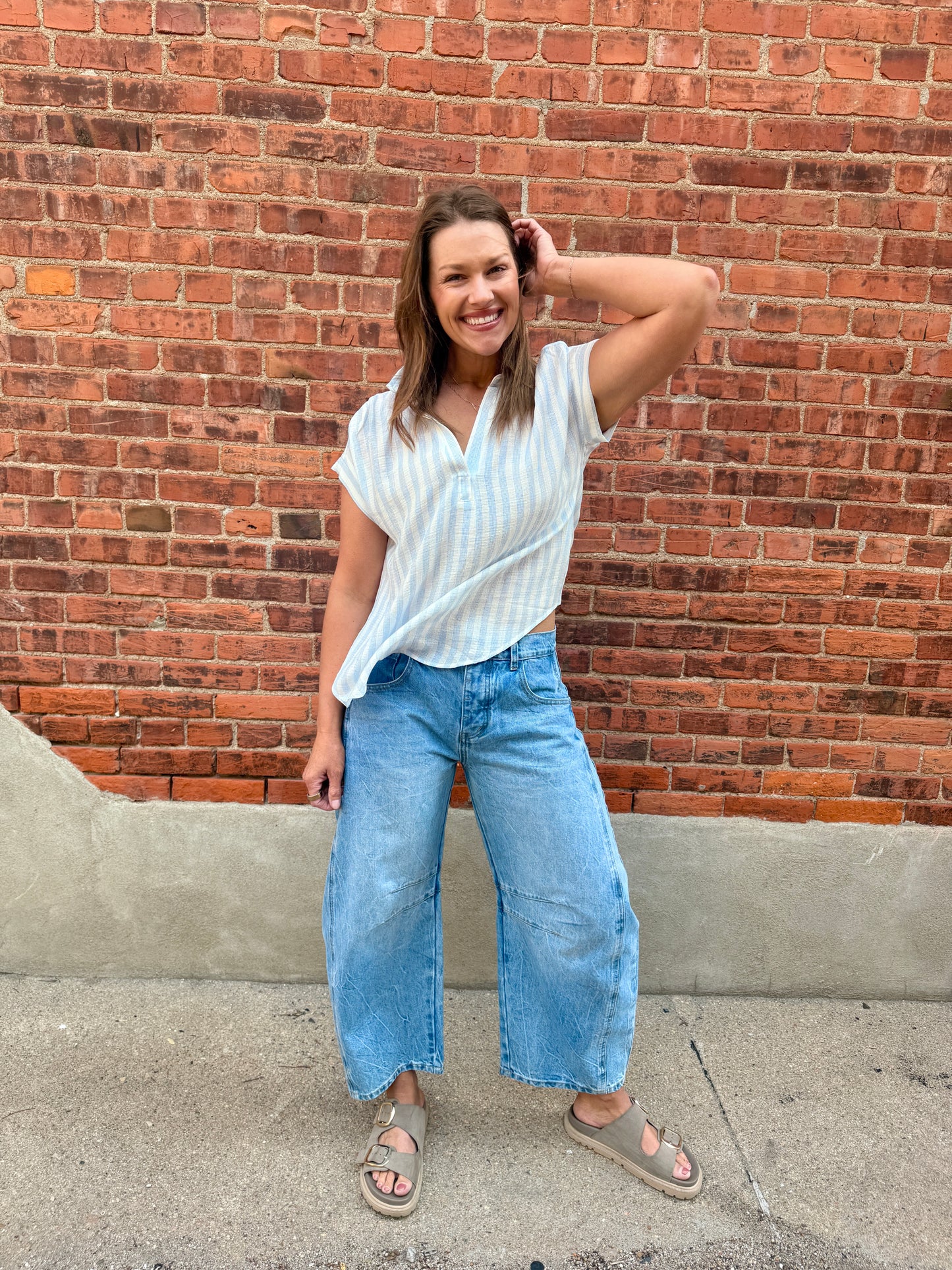 Breezy Shoreline Striped Woven Top