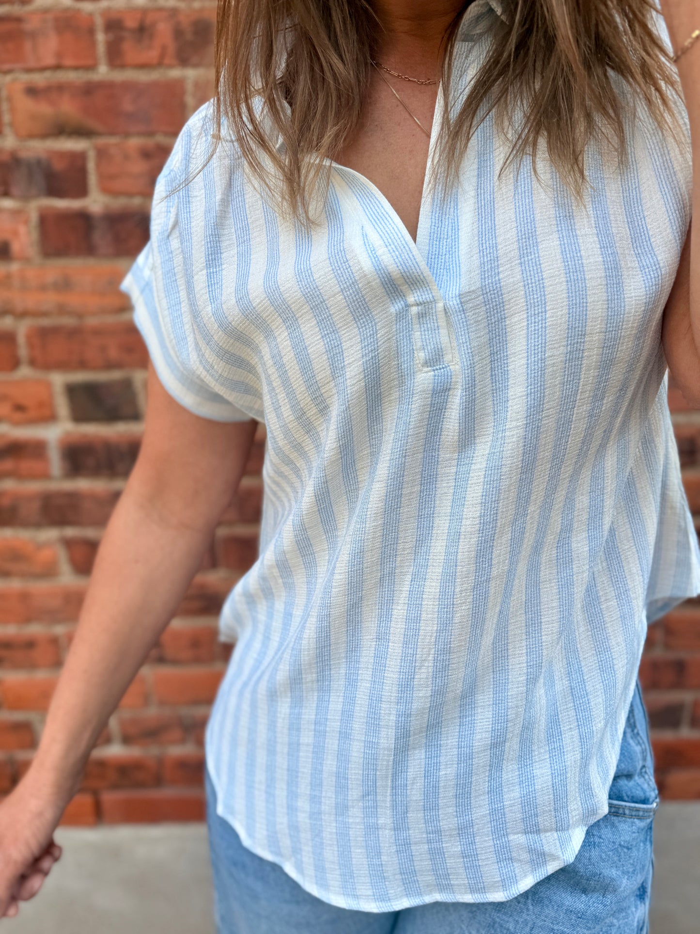 Breezy Shoreline Striped Woven Top