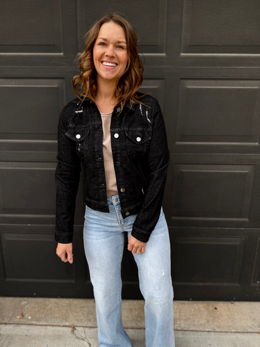 Black Vintage Washed Denim Jacket
