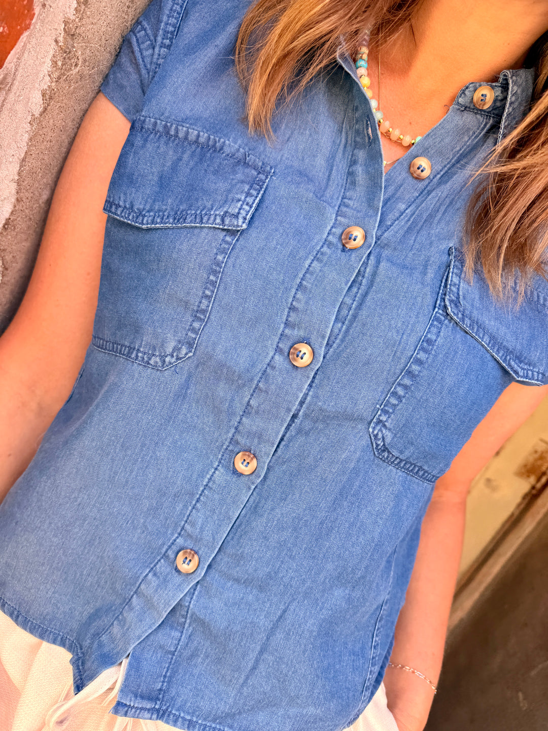 Midnight Meadow Lyocell Chambray Top