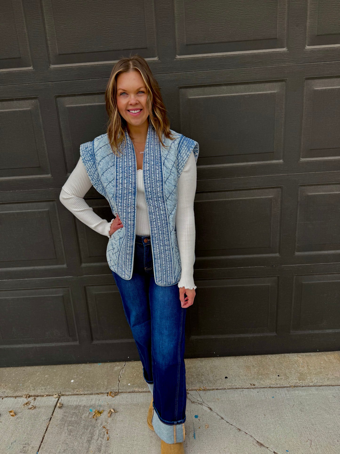 Quilted Oversized Denim Vest