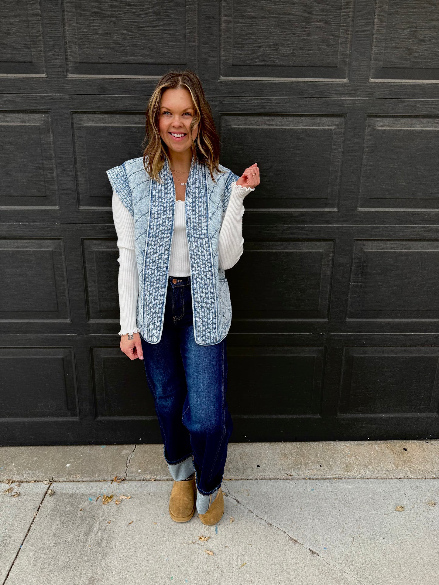 Quilted Oversized Denim Vest