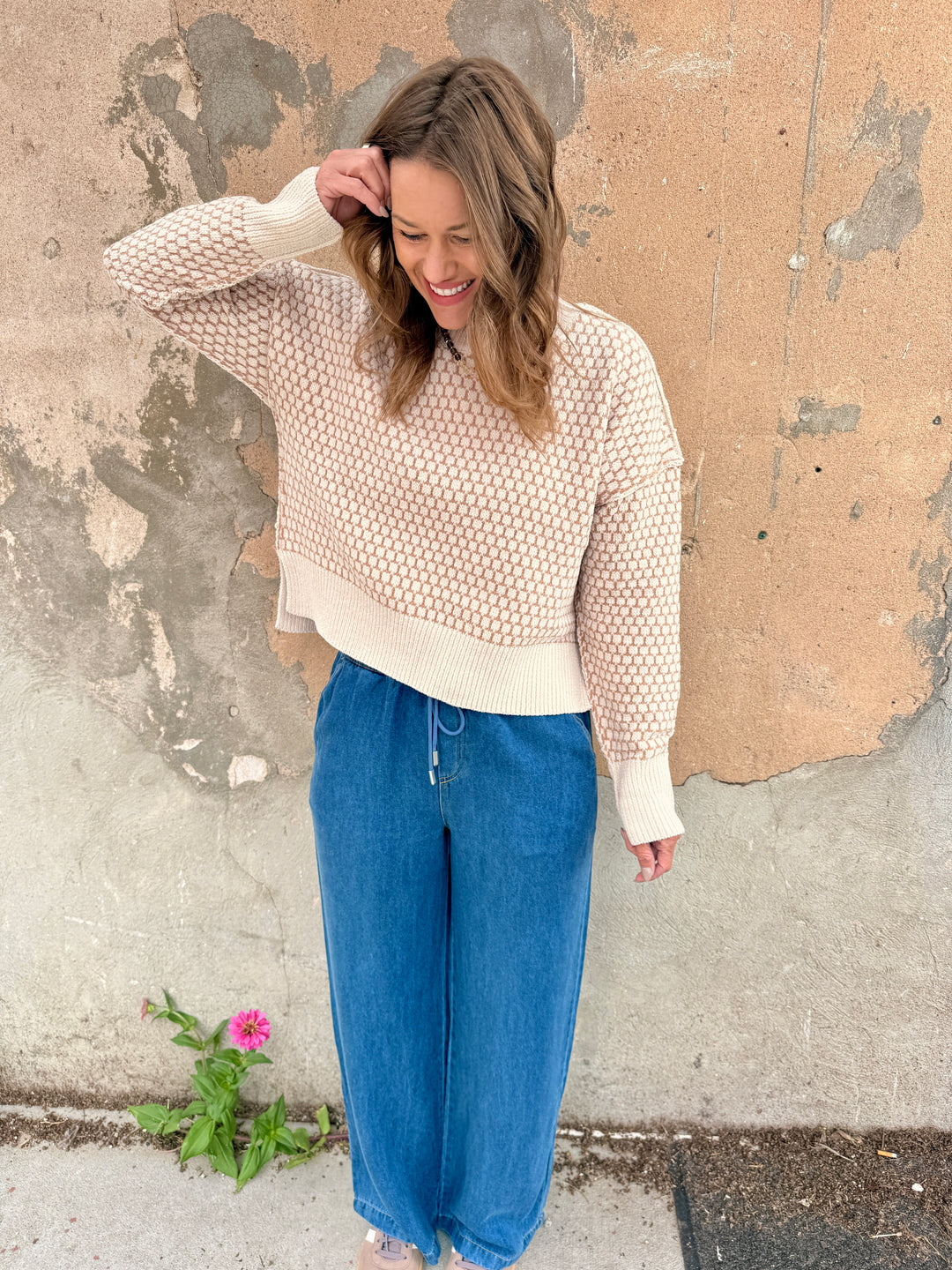 The Julian Geometric Knit Sweater - Ivory
