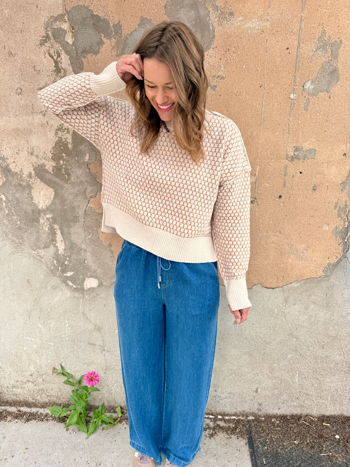The Julian Geometric Knit Sweater - Ivory