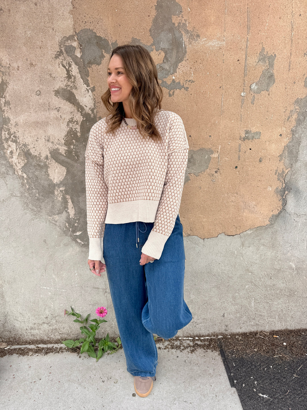 The Julian Geometric Knit Sweater - Ivory