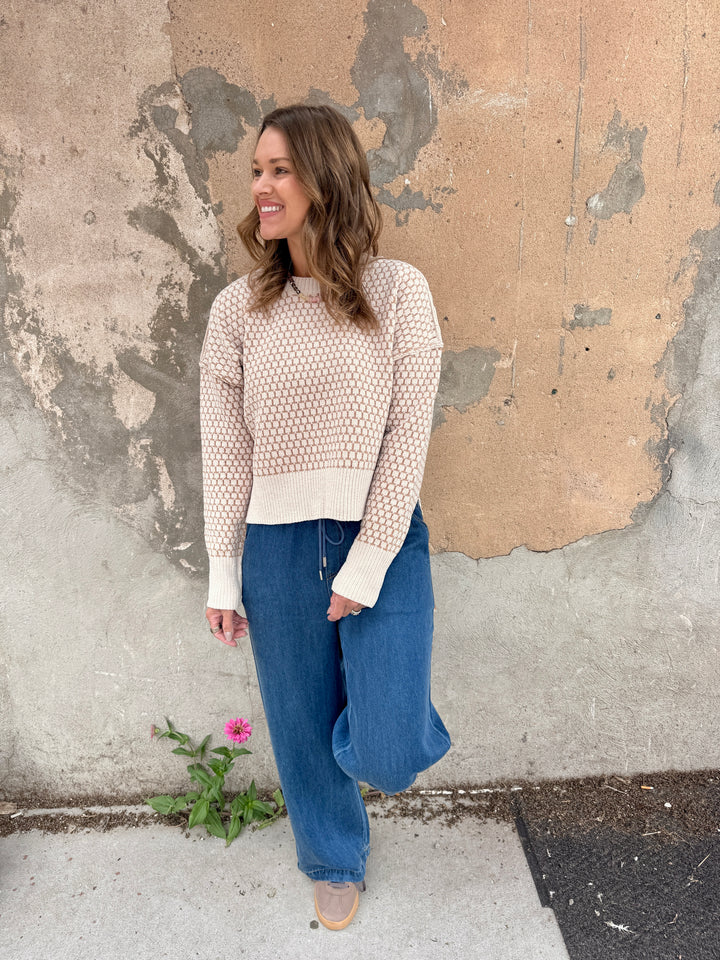 The Julian Geometric Knit Sweater - Ivory