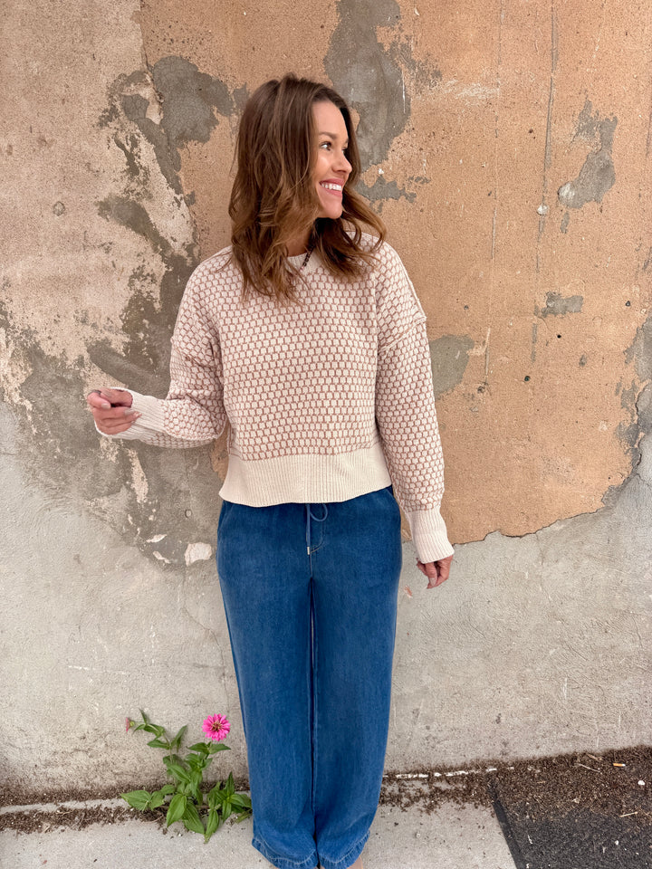 The Julian Geometric Knit Sweater - Ivory