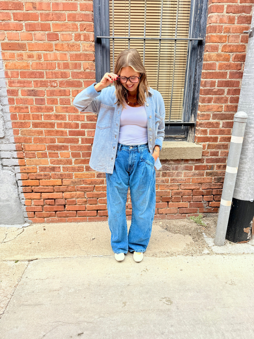 The Stella Acid Washed Collared Shacket