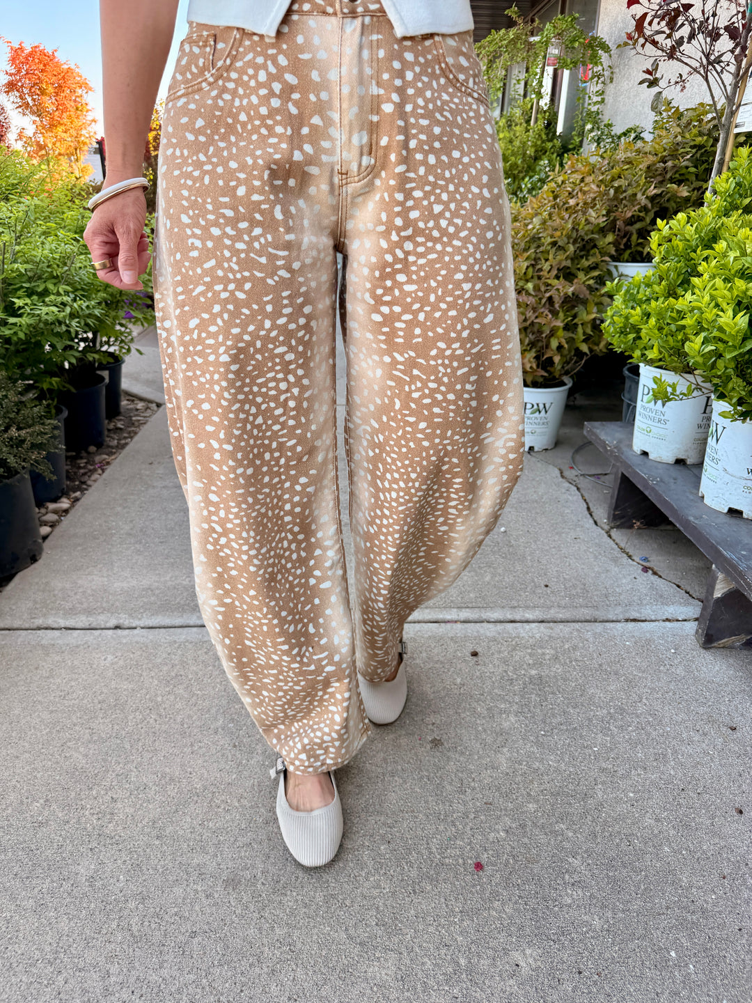 Wildwood Deer Print Barrel Jeans