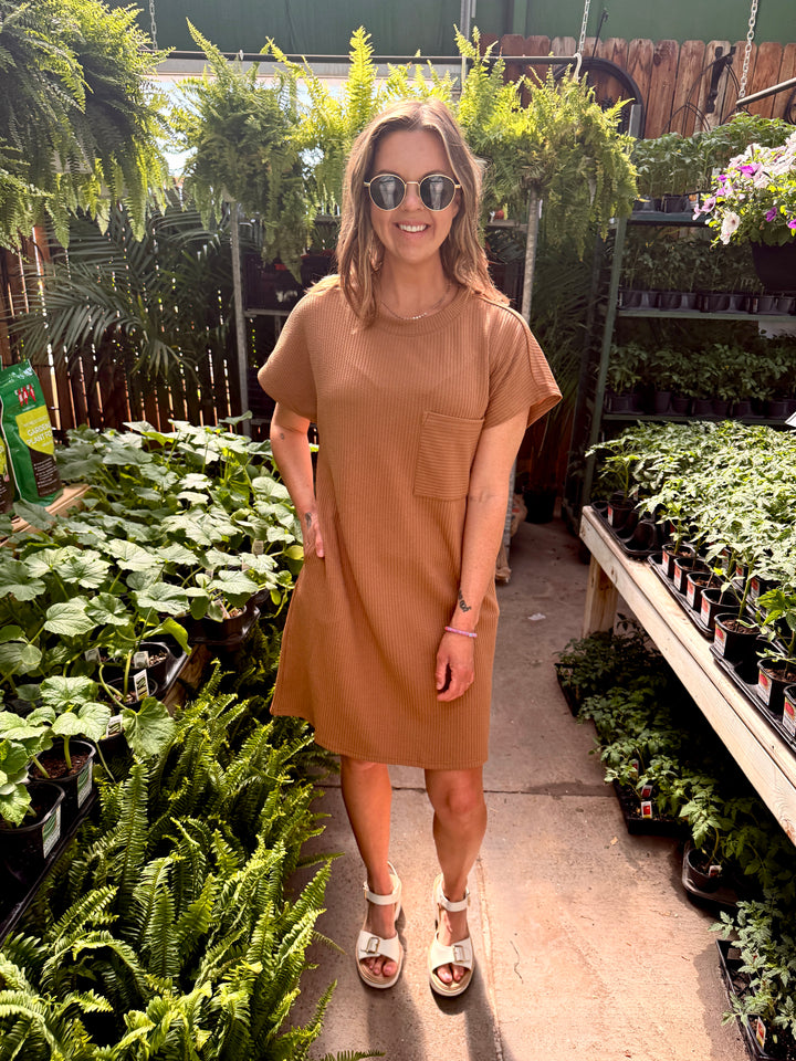 Maya Textured Pocket Mini Dress - Coco