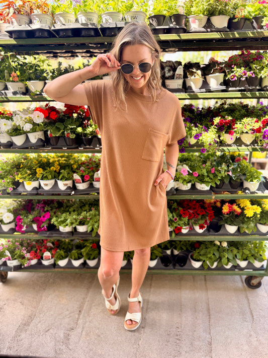 Maya Textured Pocket Mini Dress - Coco
