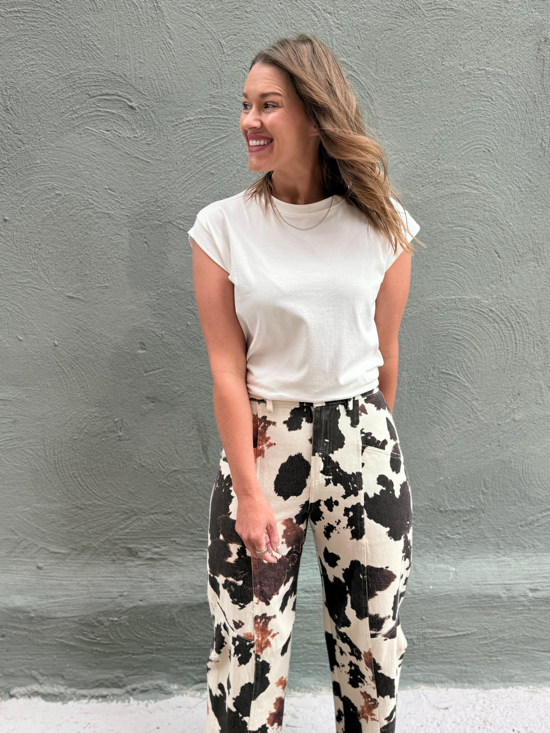 Classic Rolled-Sleeve Crewneck Top