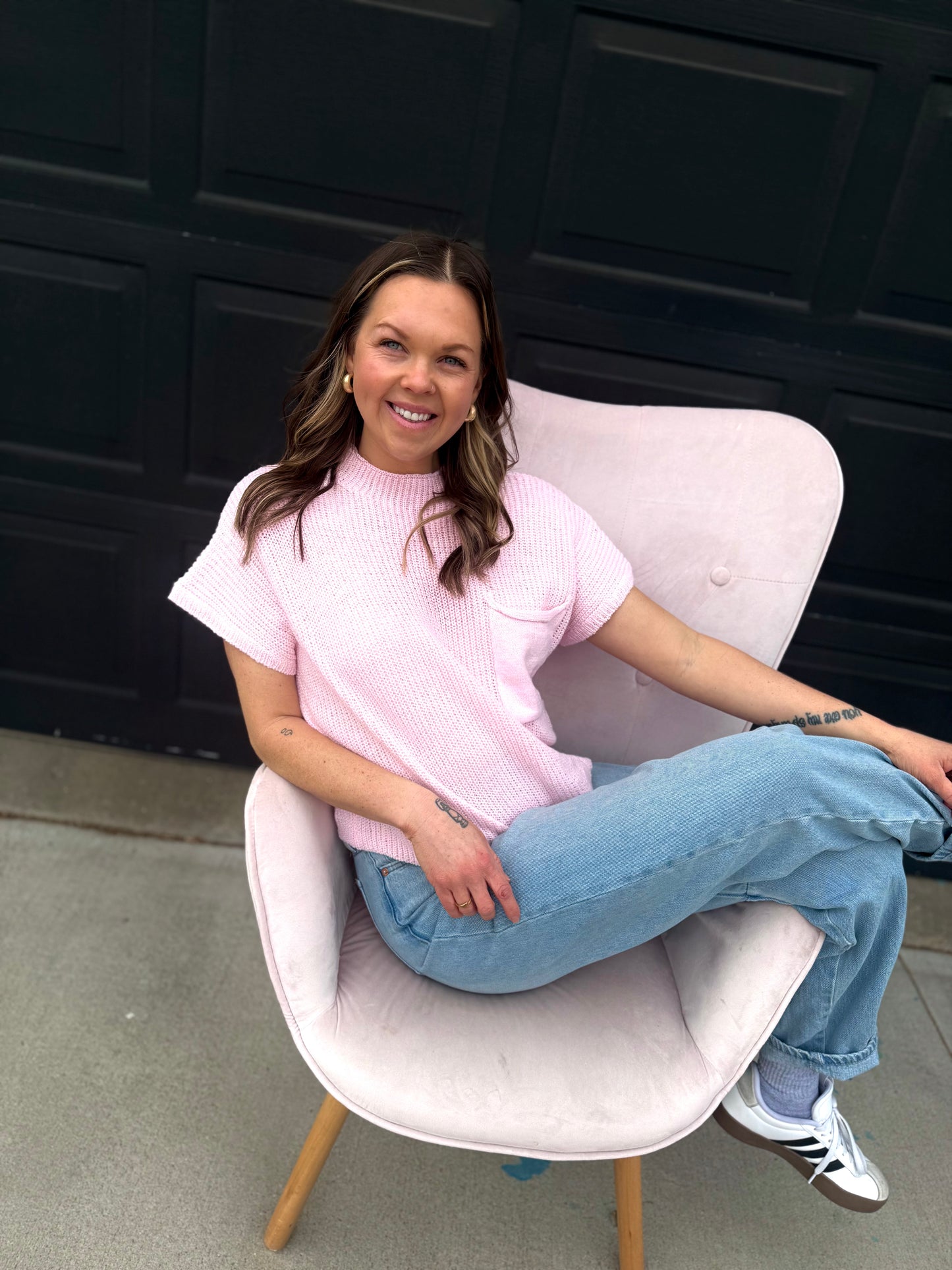 Light Pink Sweater Top