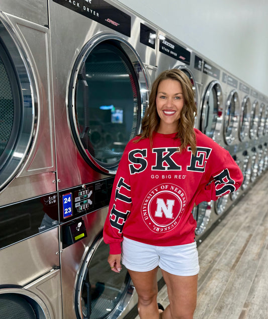 HUSKERS Red - Large Imprint Sweater
