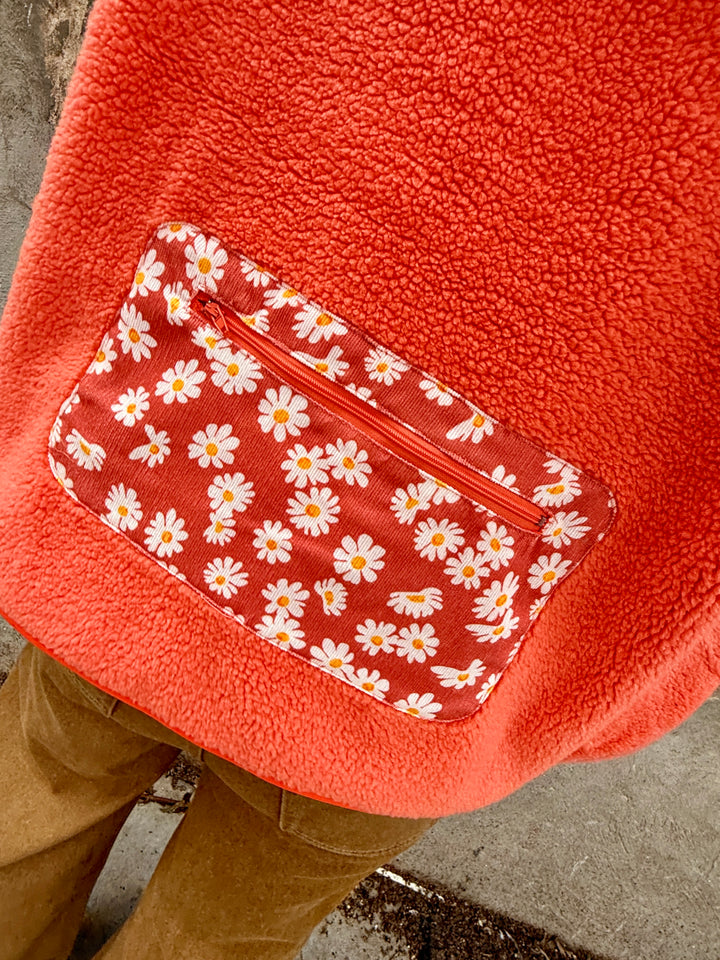 Austin Teddy Sherpa Floral Zipper Jacket