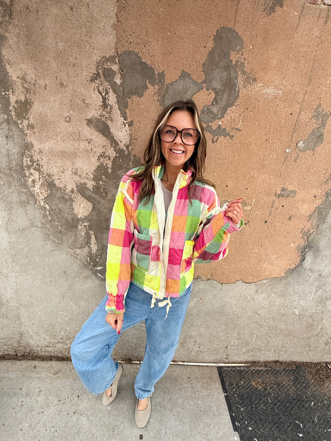 Jenny Multi-color Plaid Padded Jacket