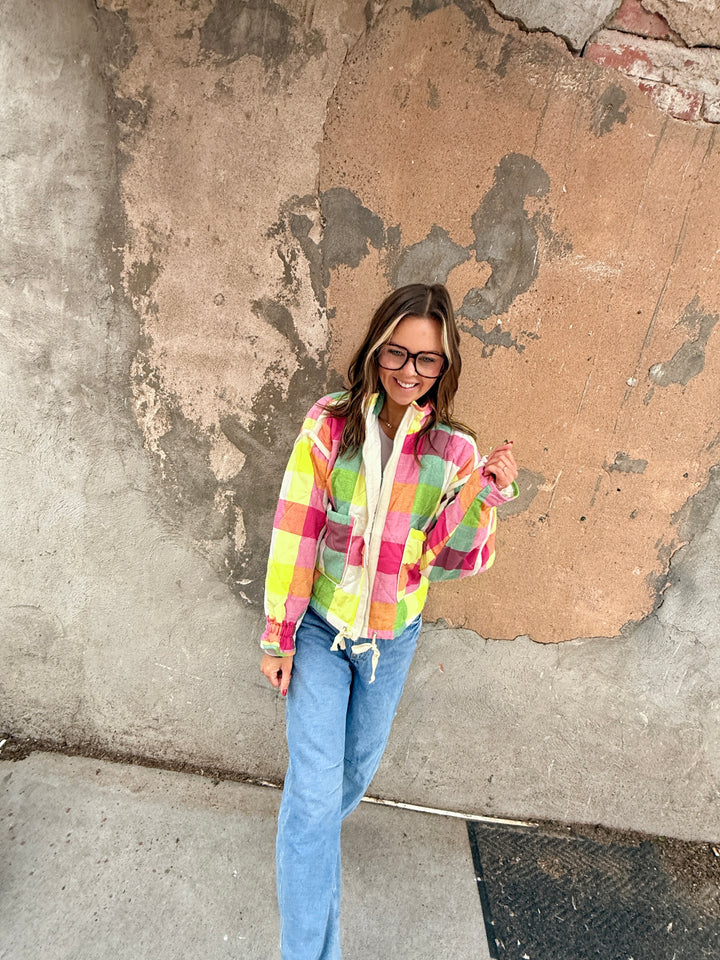 Jenny Multi-color Plaid Padded Jacket