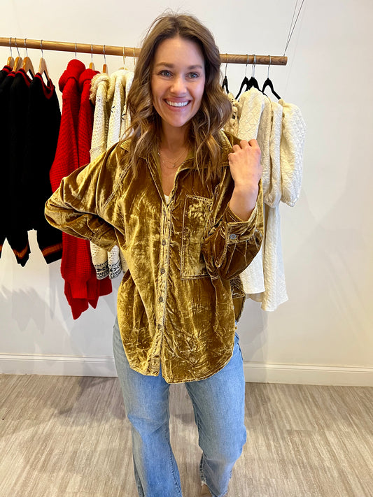 Free People Velvet Button Up