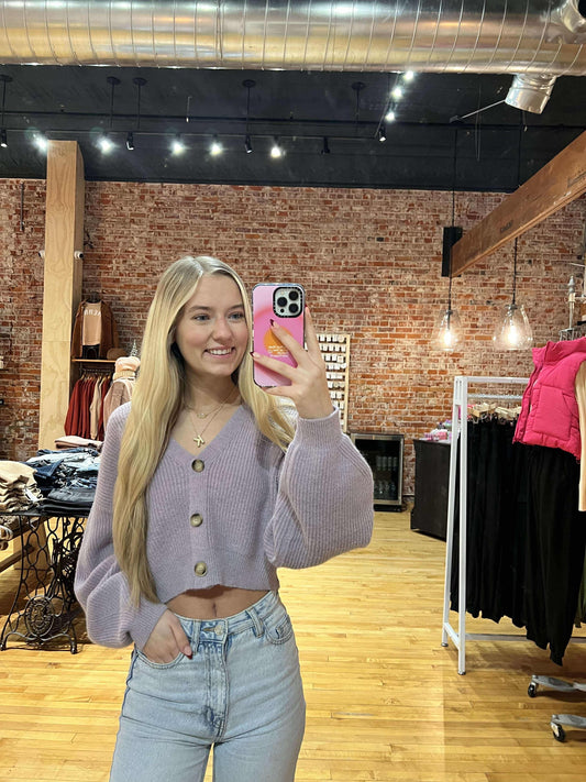 Lavender Cropped Cardigan