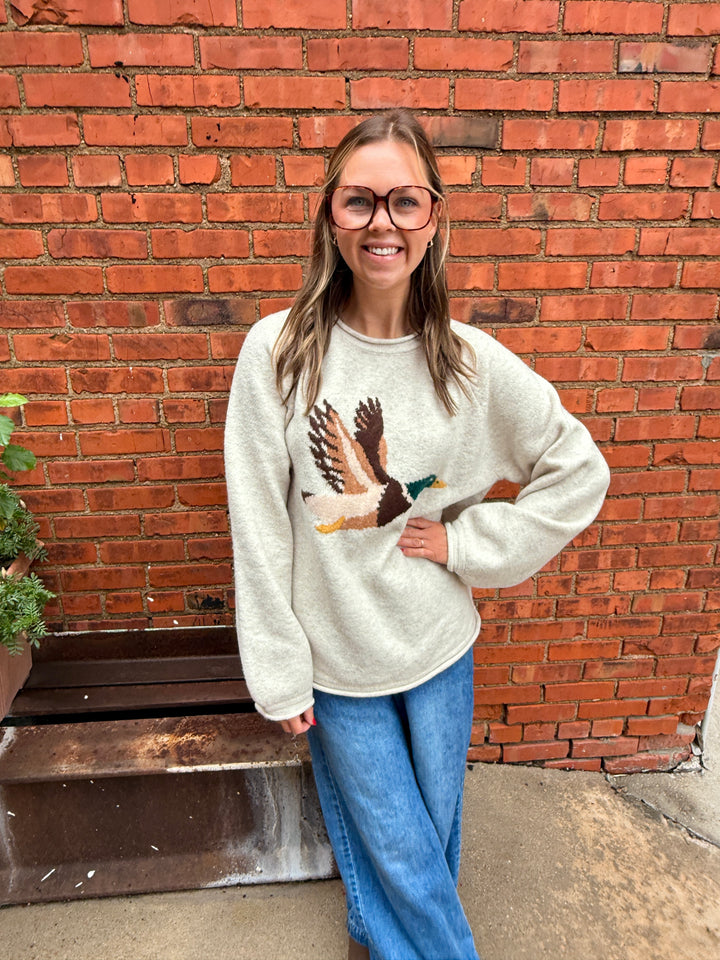 Daphne Flying Duck Graphic Sweater - Oatmeal