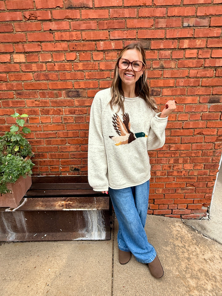 Daphne Flying Duck Graphic Sweater - Oatmeal