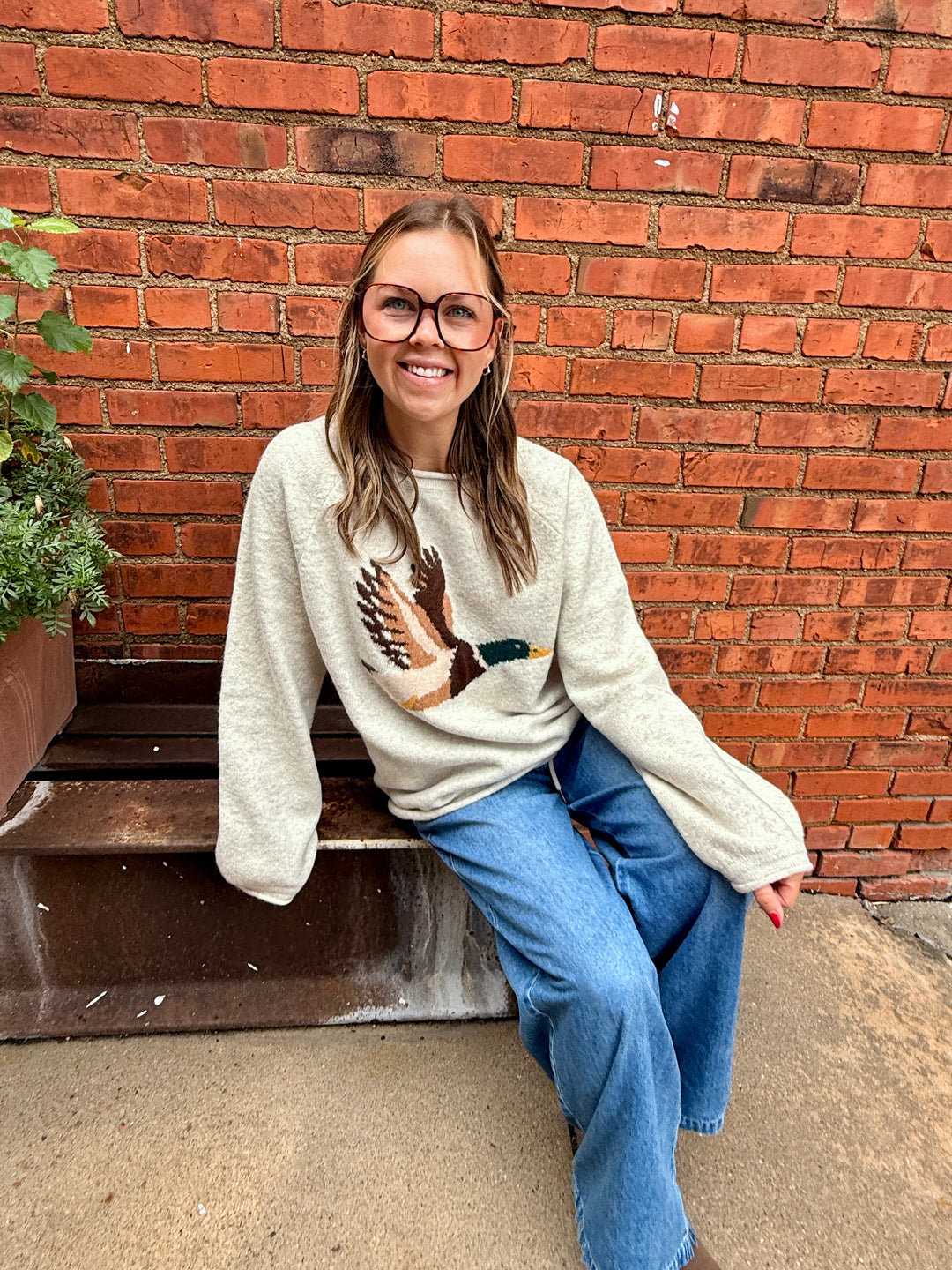 Daphne Flying Duck Graphic Sweater - Oatmeal