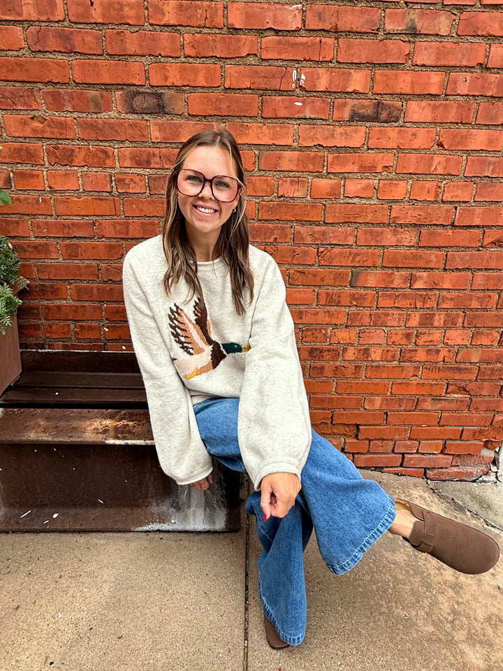 Daphne Flying Duck Graphic Sweater - Oatmeal