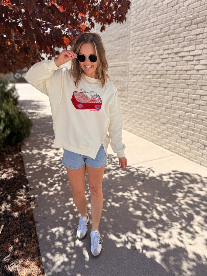 Sardines Graphic Long Sleeve Knit Sweater