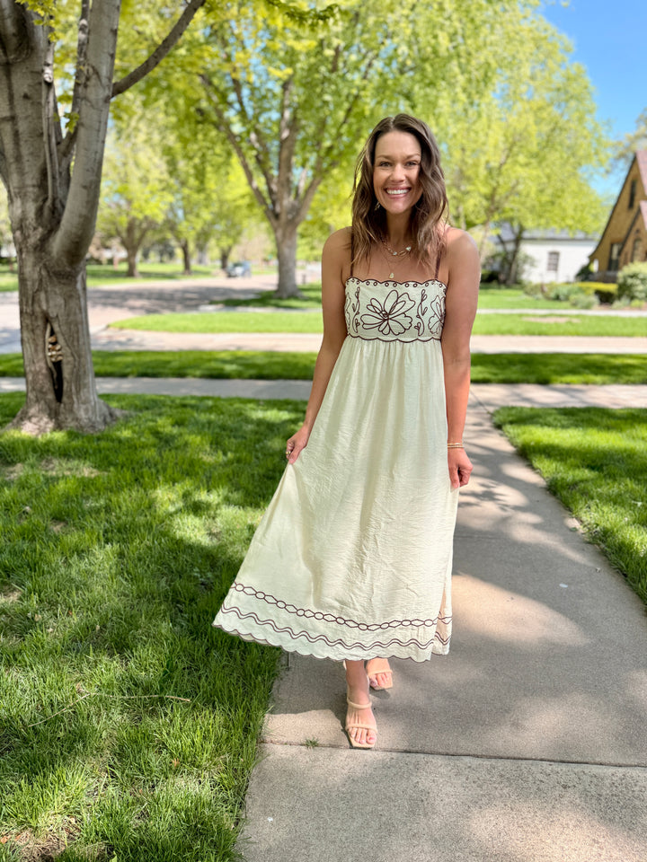 Isabella Embroidered Midi Dress