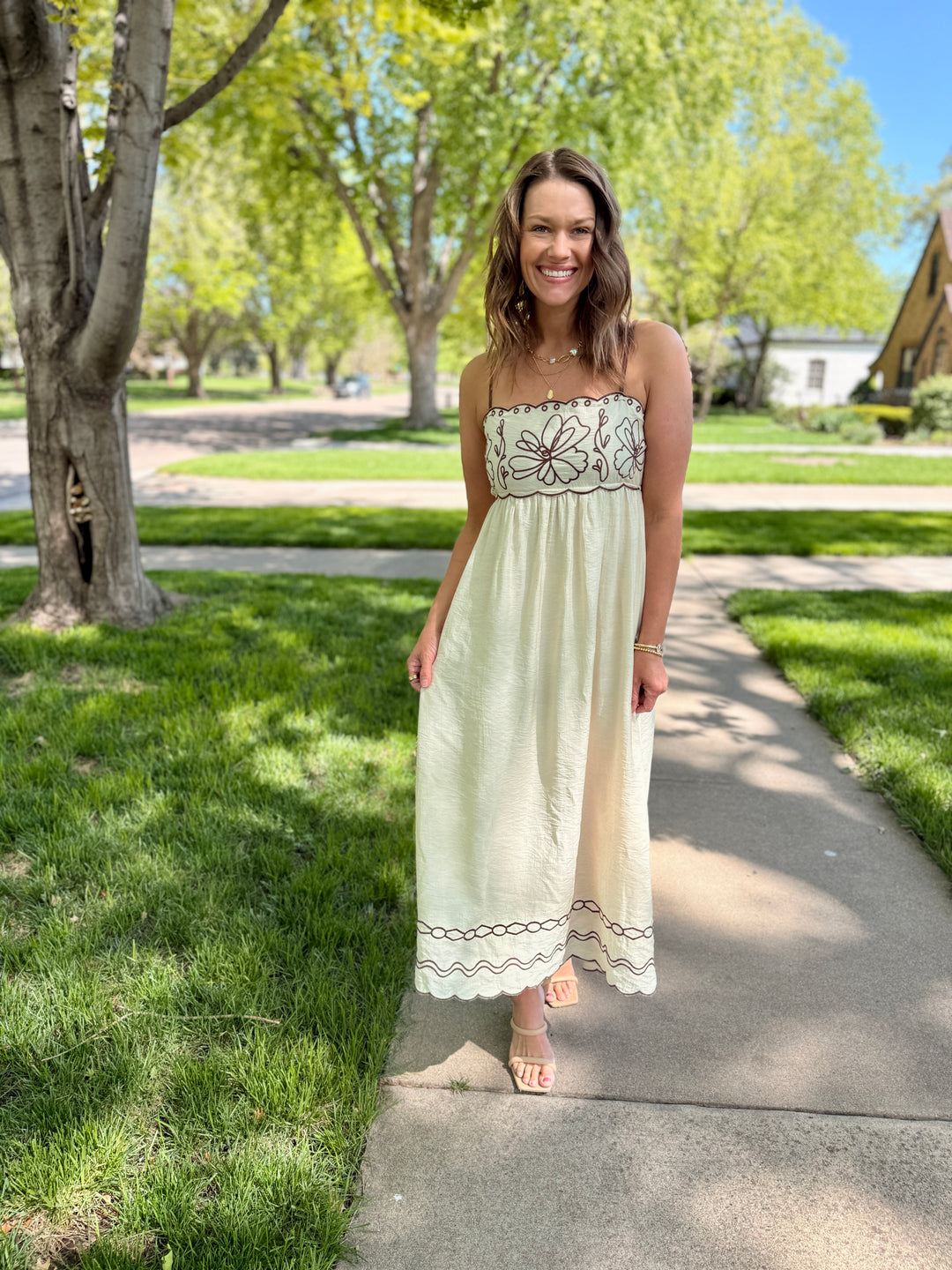 Isabella Embroidered Midi Dress