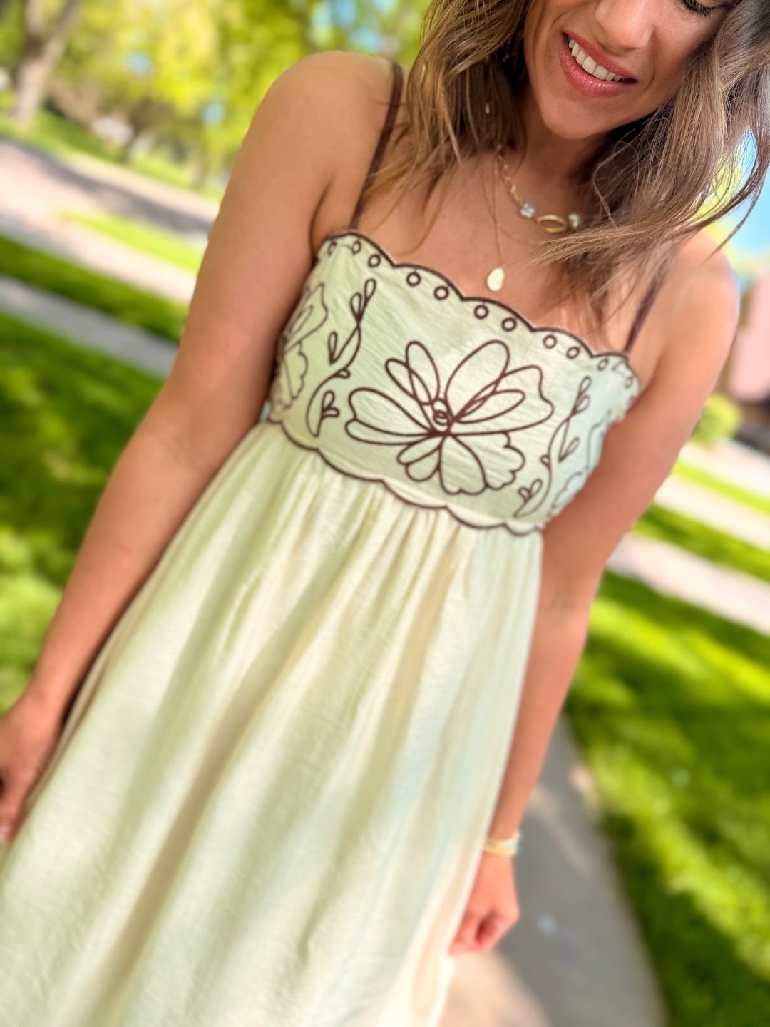 Isabella Embroidered Midi Dress