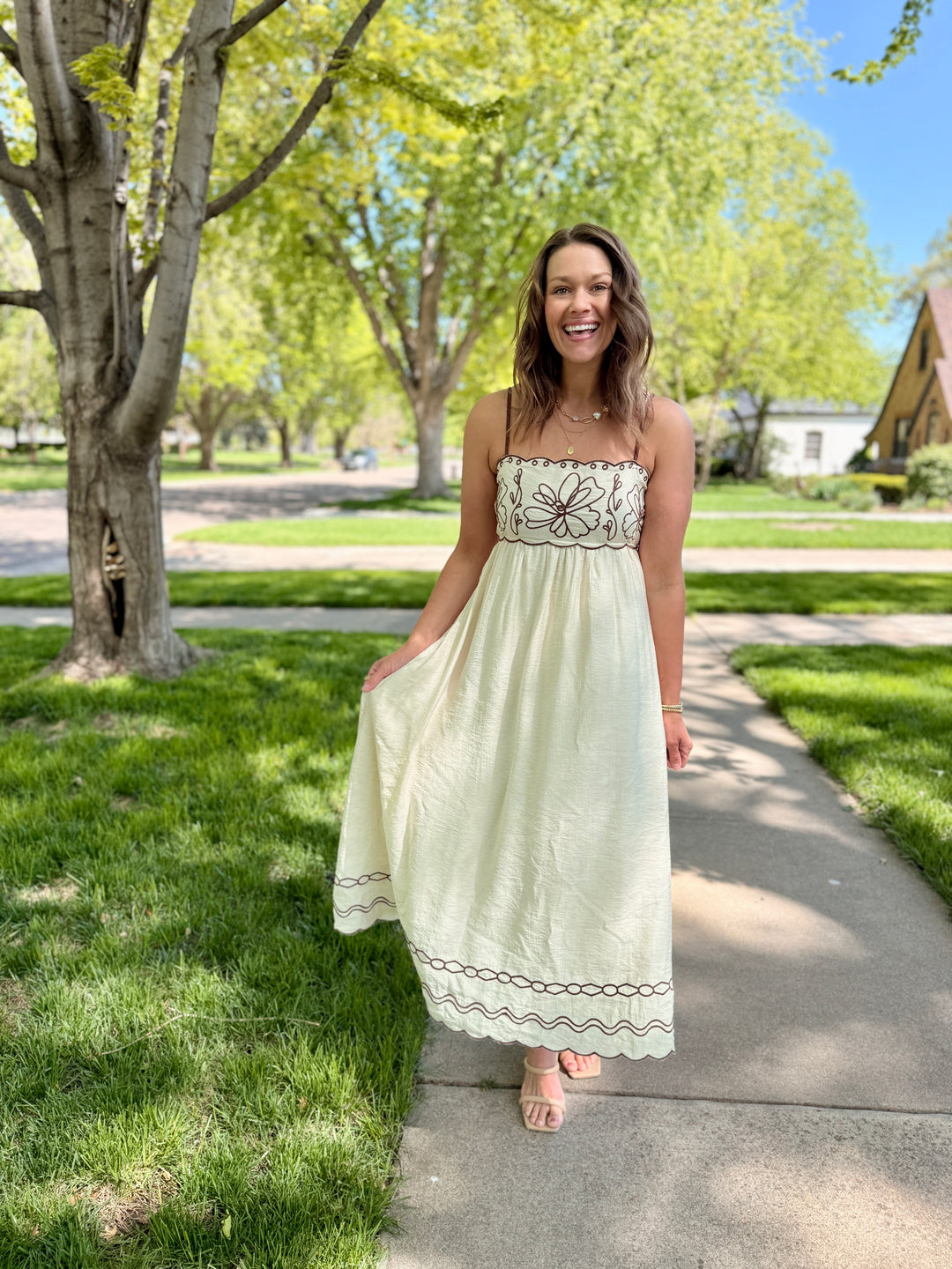 Isabella Embroidered Midi Dress
